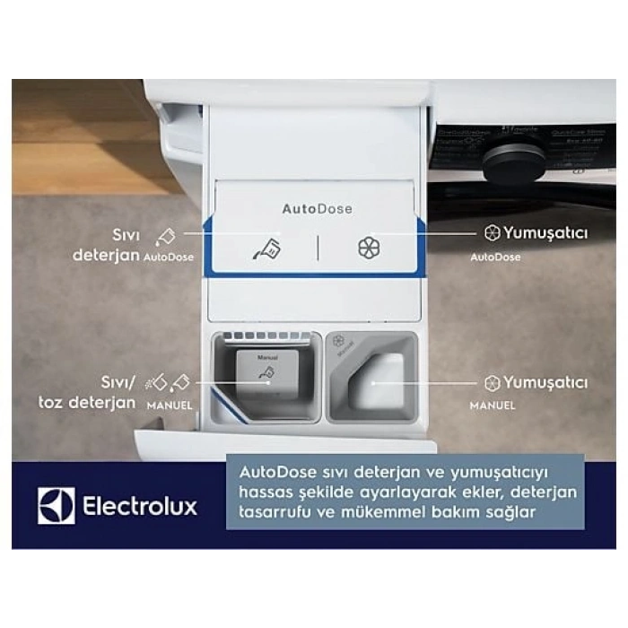 ELECTROLUX EW6F3411ACT A Enerji Sınıfı 600 Serisi SensiCare 10 kg 1400 Devir AutoDose Wi-Fi Çamaşır Makinesi Beyaz