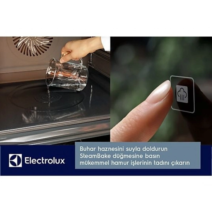 ELECTROLUX KODEF70X SteamBake Buhar İlaveli Katalitik Temizlemeli 72 L XXL Dekorlu Siyah Cam Ankastre Fırın