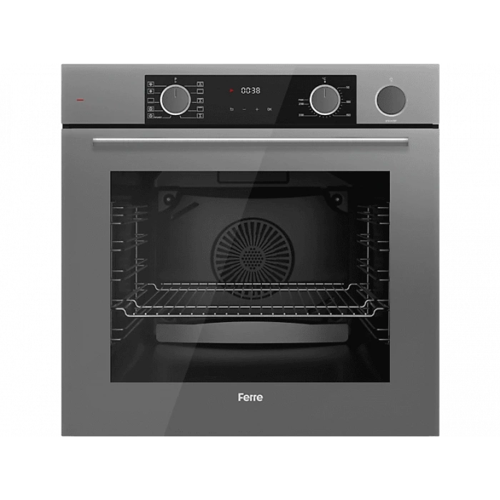 FERRE XE64CPR 73L Buharlı Cam Ankastre Fırın Gri
