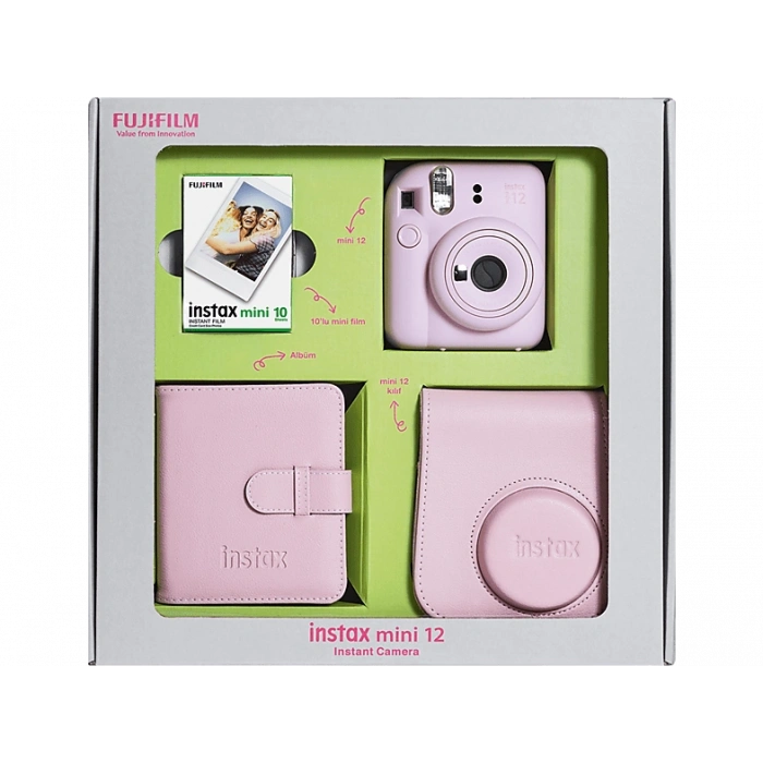 FUJIFILM Instax Mini 12 Bundle Box Anlık Fotoğraf Makinesi Çiçek Pembesi