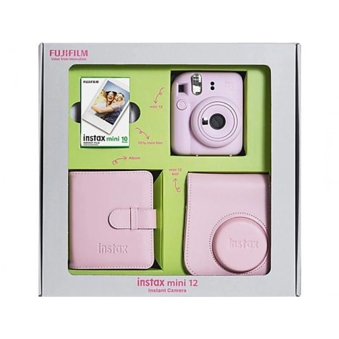 FUJIFILM Instax Mini 12 Bundle Box Anlık Fotoğraf Makinesi Çiçek Pembesi