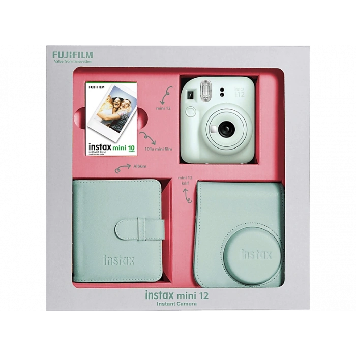 FUJIFILM Instax Mini 12 Bundle Box Anlık Fotoğraf Makinesi Nane Yeşili