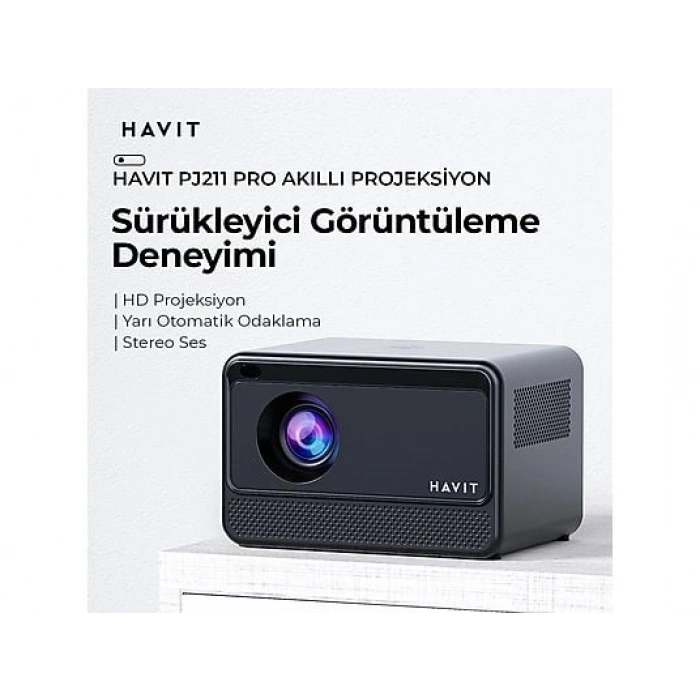 HAVIT PJ211 Pro Smart 5000 Lümen Android 4K Projeksiyon Cihazı Siyah