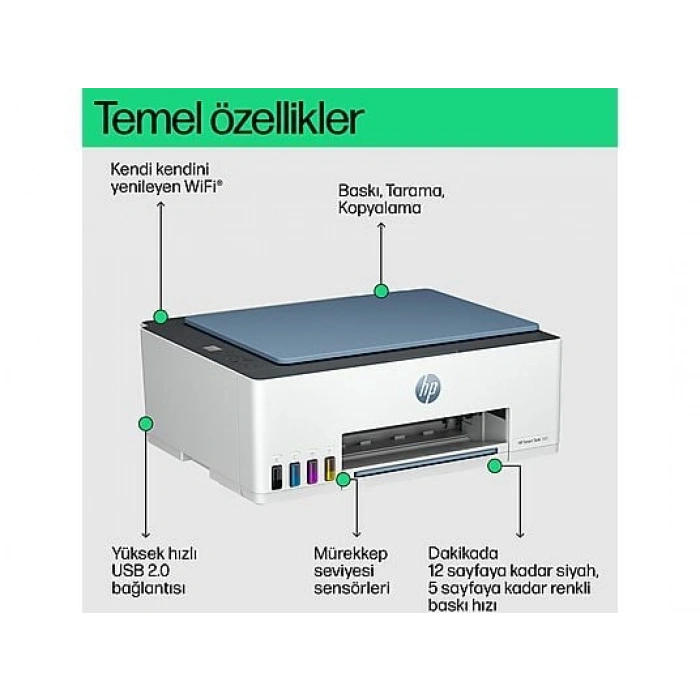HP Smart Tank 585  Baskı, Fotokopi, Tarama, Wireless, All-in-One Yazıcı 1F3Y4A