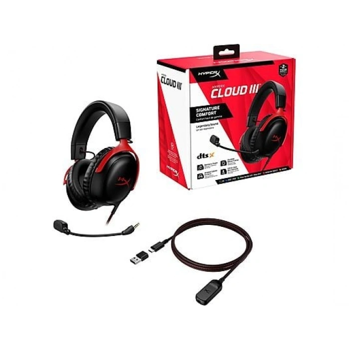 HYPERX Cloud III Red Headset 727A9AA Kablolu Kulak Üstü Kulaklık Siyah Kırmızı