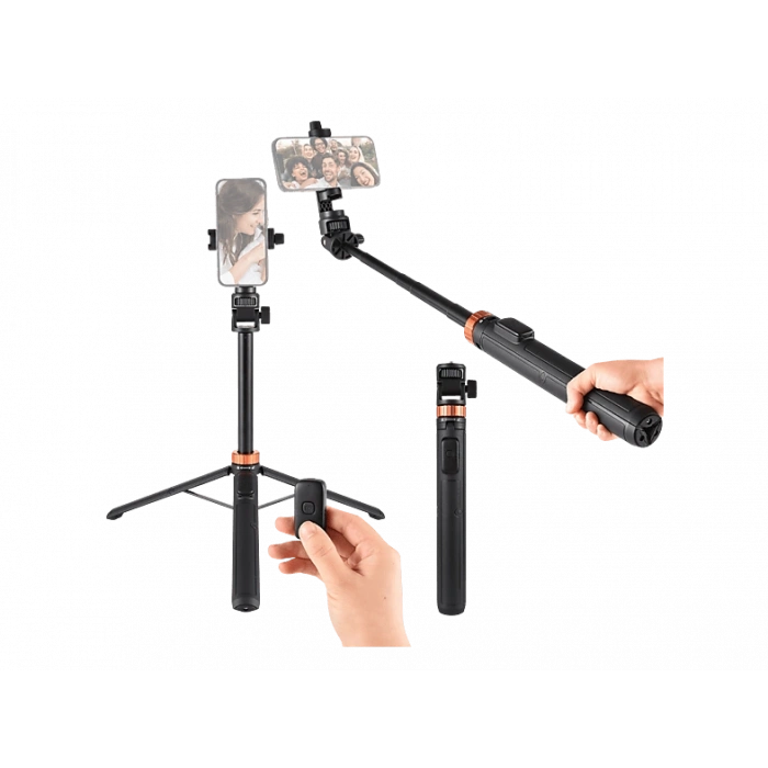 KINGJOY M080 Bluetooth Çok Fonksiyonlu Selfie Çubuğu ve Tripod Siyah