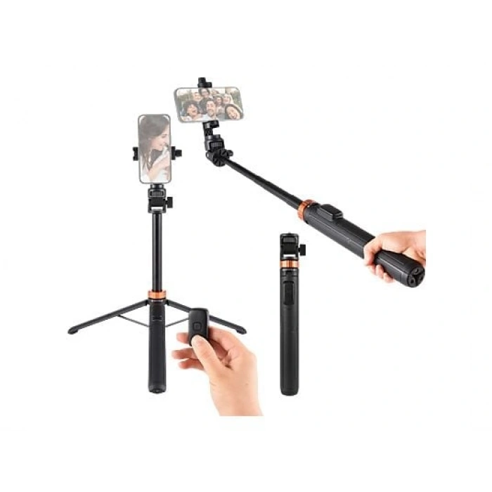 KINGJOY M080 Bluetooth Çok Fonksiyonlu Selfie Çubuğu ve Tripod Siyah