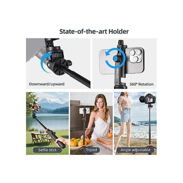 KINGJOY M080 Bluetooth Çok Fonksiyonlu Selfie Çubuğu ve Tripod Siyah