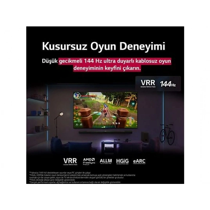LG 65QNED9MA6B 65 inç 165 Ekran Uydu Alıcılı Smart Evo AI Mini LED 4K 144Hz Kablosuz Görüntü İletebilen QNED TV