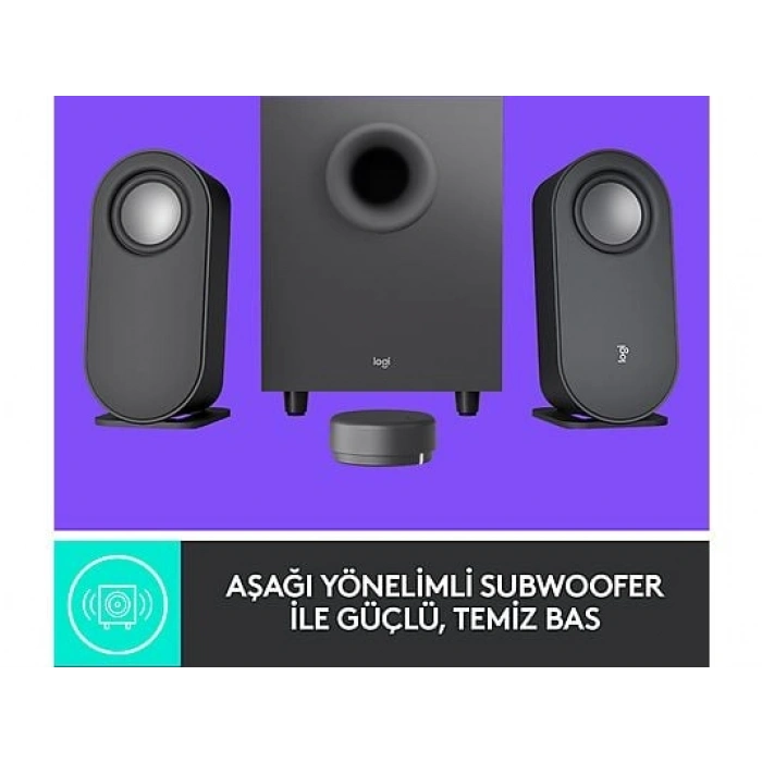 LOGITECH Z407 Subwoofer 2.1 Kablolosuz Bluetooth Bilgisayar Hoparlörü Siyah