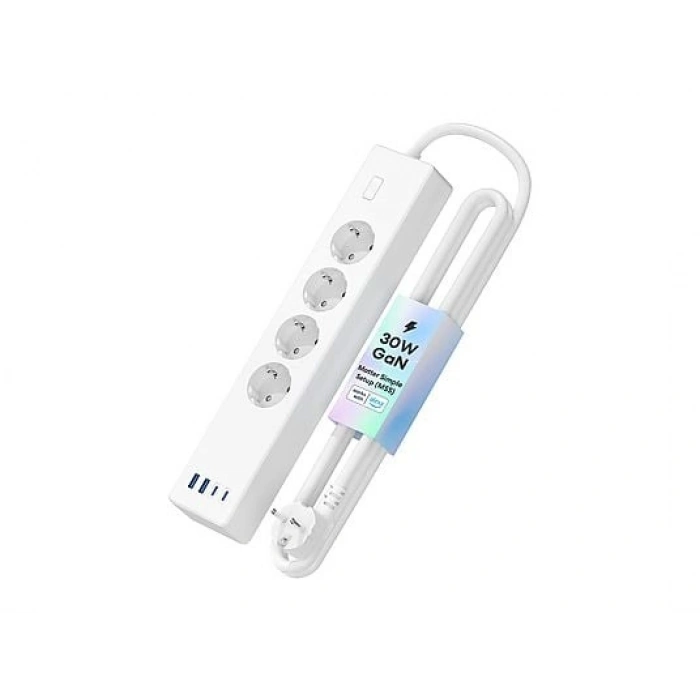 MEROSS 30W 2TypeC + 2Us 4lü Akıllı Priz Beyaz