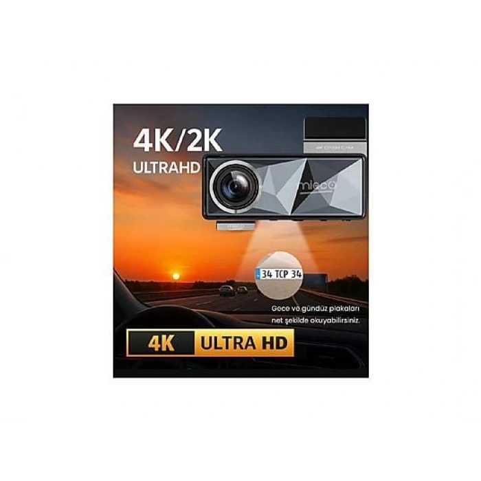 MIECO A11 Wifi 4K UHD 150° Ultra Geniş Açı GPS ADAS Hafıza Kartı Hediyeli Ön+Arka Araç Kamerası