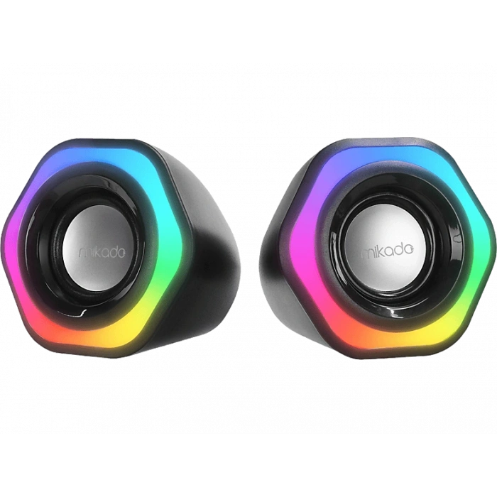 MIKADO MD-176 2.0 3W*2 Siyah RGB Aydınlatmalı USB + 3.5mm USB 5V Hoparlör