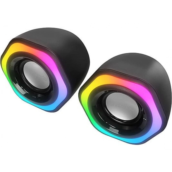 MIKADO MD-176 2.0 3W*2 Siyah RGB Aydınlatmalı USB + 3.5mm USB 5V Hoparlör