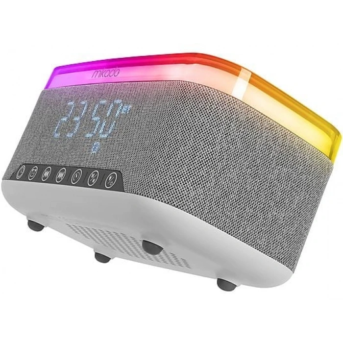 MIKADO MD-W8 1200mAh 10W Bluetooth-Usb-Kablosuz Şarj RGB-Gece Lambası Özellikli Alarmlı Bluetooth Hoparlör Beyaz