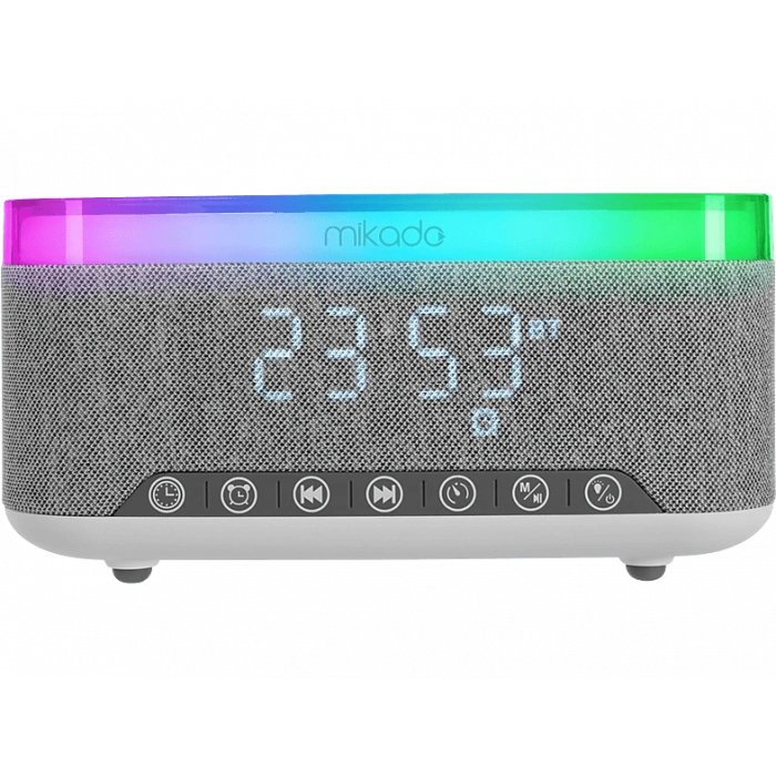 MIKADO MD-W8 1200mAh 10W Bluetooth-Usb-Kablosuz Şarj RGB-Gece Lambası Özellikli Alarmlı Bluetooth Hoparlör Beyaz