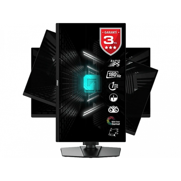 MSI 24.5 G255PF E2 1920 x 1080 (FHD) 16:9 Flat Rapid IPS 180HZ 1MS Adaptive-Sync Pivot Gaming Monitör