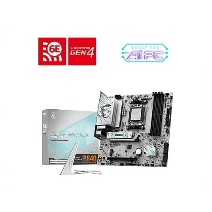 MSI Gaming Plus WiFi6E  (8000MHz)OC M.2 HDMI/USB-C PCIe 4.0 AM5 AMD B840 DDR5 Micro ATX Anakart
