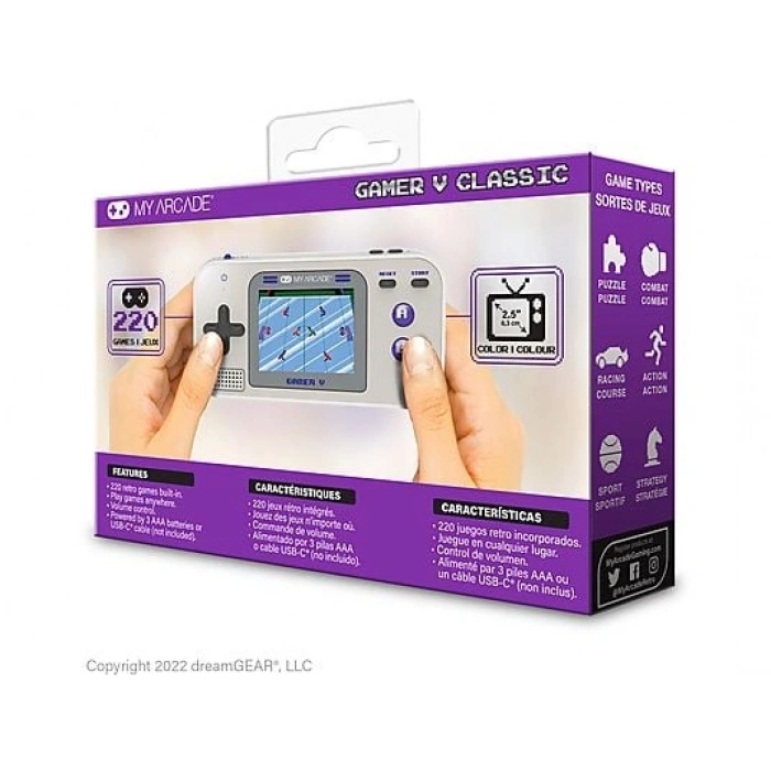 MYARCADE Gamer V Retro Konsol 220 Oyun Gri Mor