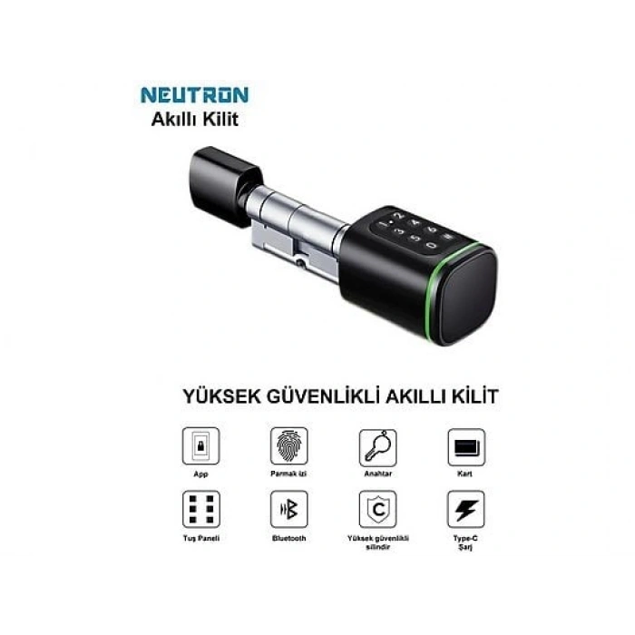 NEUTRON NTL-SC-02FKPB Parmak izi, Anahtarlı, Tuşlu, Kartlı ve Uzaktan Kontrollü Akıllı Kapı Kilidi
