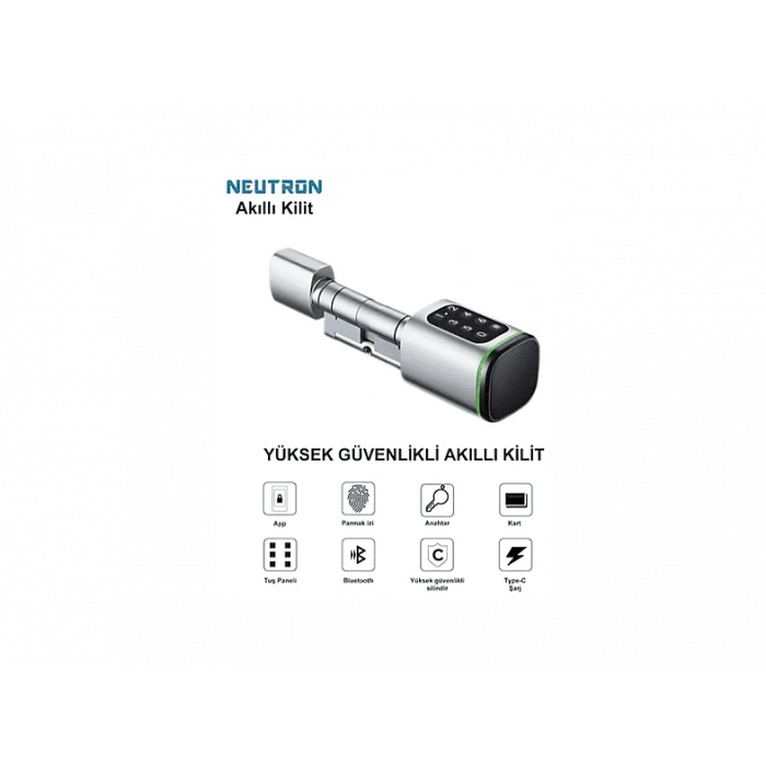 NEUTRON NTL-SC-02FKPW Parmak izi, Anahtarlı, Tuşlu, Kartlı ve Uzaktan Kontrollü Akıllı Kapı Kilidi