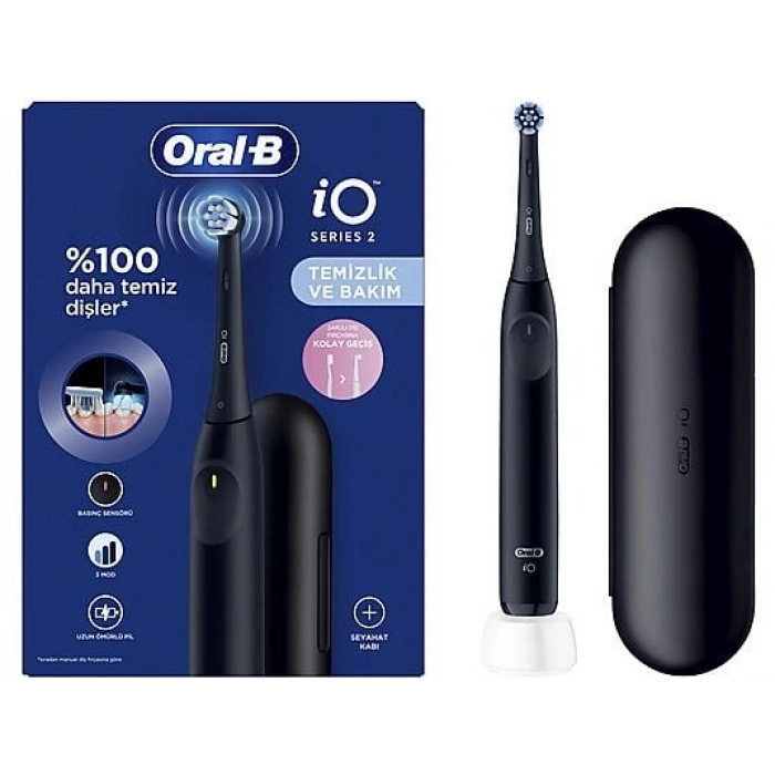 ORAL B IO 2 Serisi Şarjlı Diş Fırçası Siyah + Seyahat Kabı