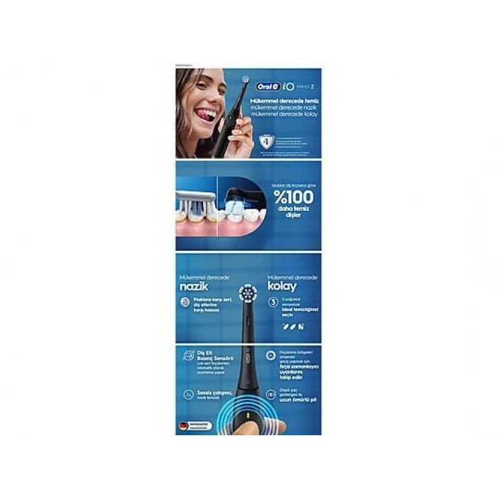 ORAL B IO 2 Serisi Şarjlı Diş Fırçası Siyah + Seyahat Kabı