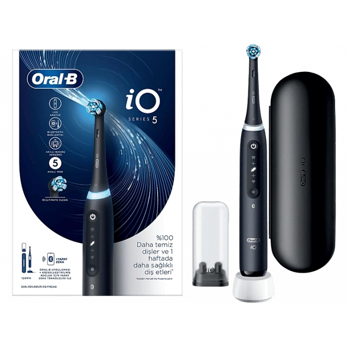 ORAL B iO 5 Şarjlı Diş Fırçası Siyah + Seyahat Kabı