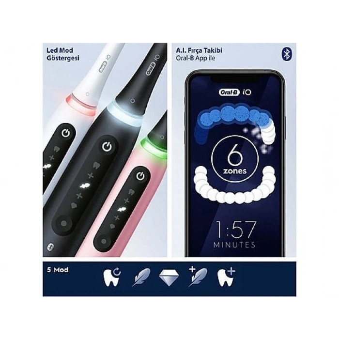 ORAL B iO 5 Şarjlı Diş Fırçası Siyah + Seyahat Kabı