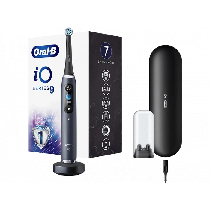 ORAL B iO 9 Şarjlı Diş Fırçası Siyah+Manyetik Şarj+Seyahat Kabı