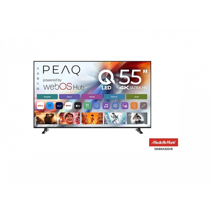 PEAQ 55Q90 55 inç 139 Ekran Dahili Uydu Alıcılı WebOS 4K UHD QLED TV
