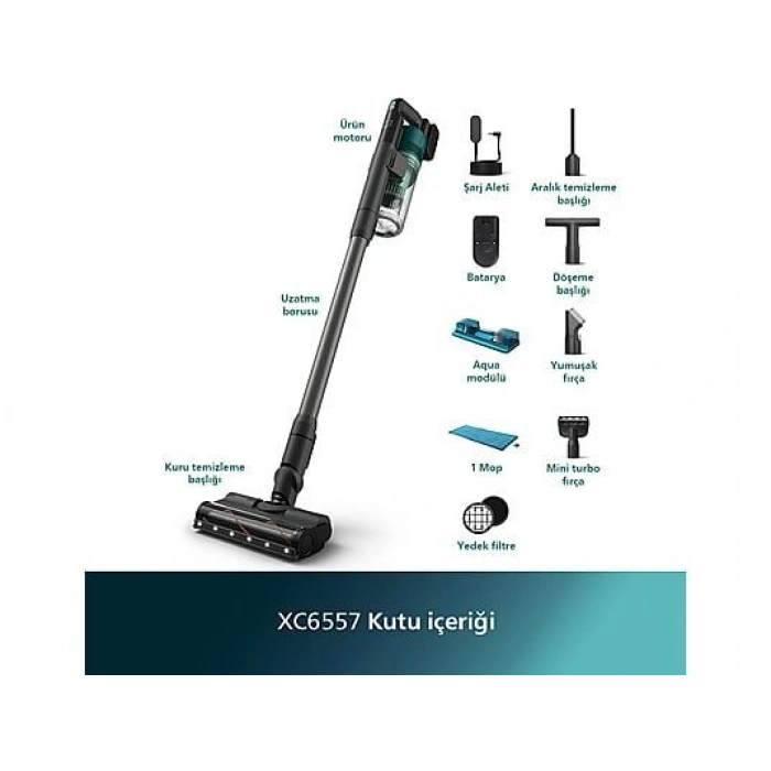 PHILIPS 6000 Serisi XC6557/01 Islak Kuru Şarjlı Dikey Süpürge