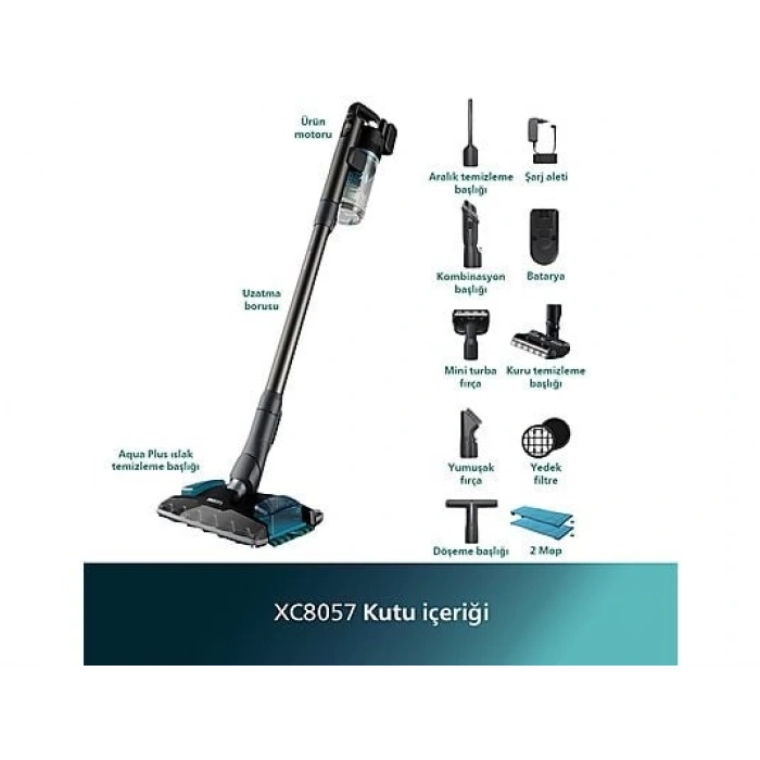 PHILIPS Aqua Plus 8000 Serisi XC8057/01 Islak Kuru Şarjlı Dikey Süpürge