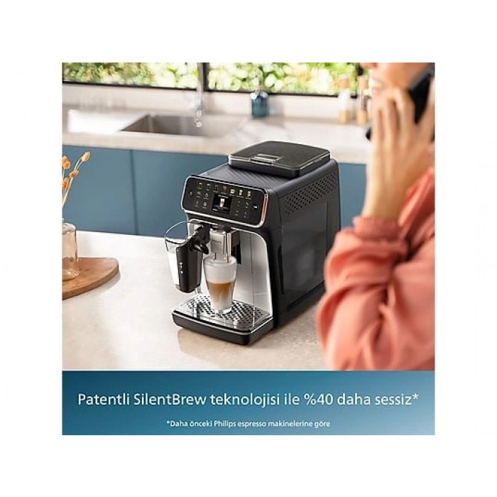 PHILIPS EP4446/70 Tam Otomatik Espresso Makinesi Krom Siyah