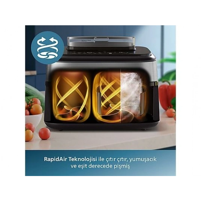 PHILIPS NA555/00 5000 Serisi Çift Hazneli Airfryer