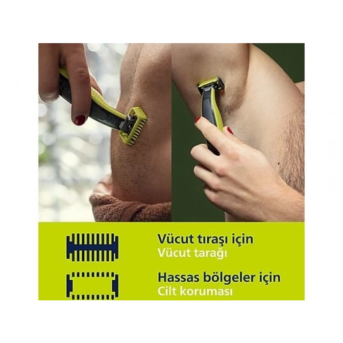 PHILIPS QP2824/10 Oneblade Yüz ve Vücut Şekilendirici Lime Yeşili / Siyah