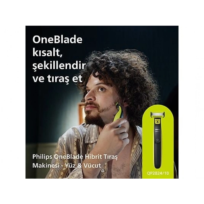 PHILIPS QP2824/10 Oneblade Yüz ve Vücut Şekilendirici Lime Yeşili / Siyah