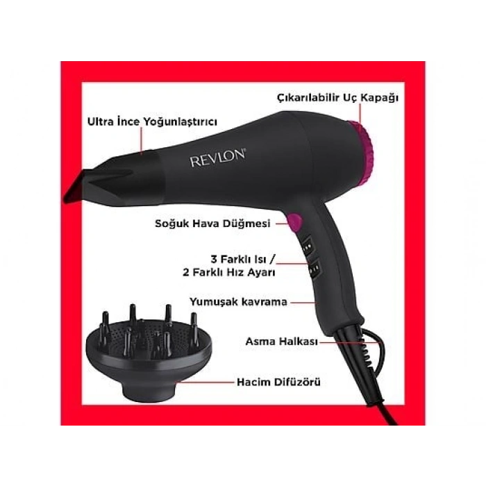 REVLON RVDR5251 AC Motorlu Difüzörlü Ionic Saç Kurutma Makinesi Siyah