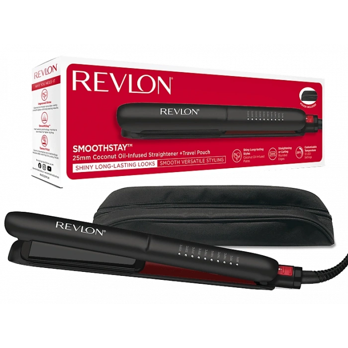 REVLON RVST2211PE Hindistan Cevizi Yağlı 25 mm Saç Düzleştirici Siyah