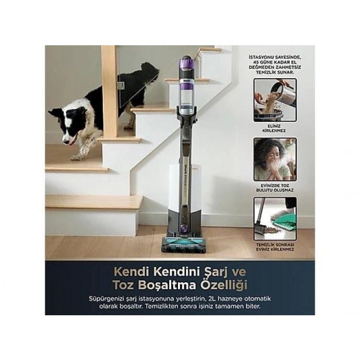 SHARK Power Detect Clean & Empty Şarjlı Dikey Süpürge Koyu Gri