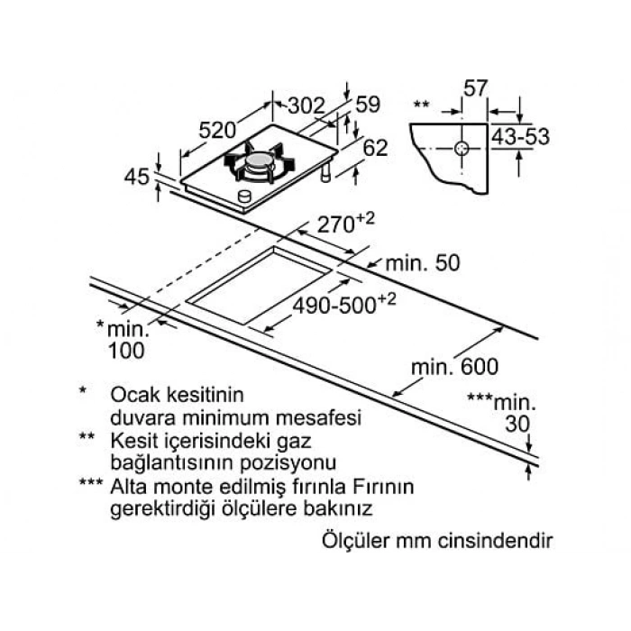 SIEMENS ER3A6AB70 Ankastre  Gazlı Domino Ocak