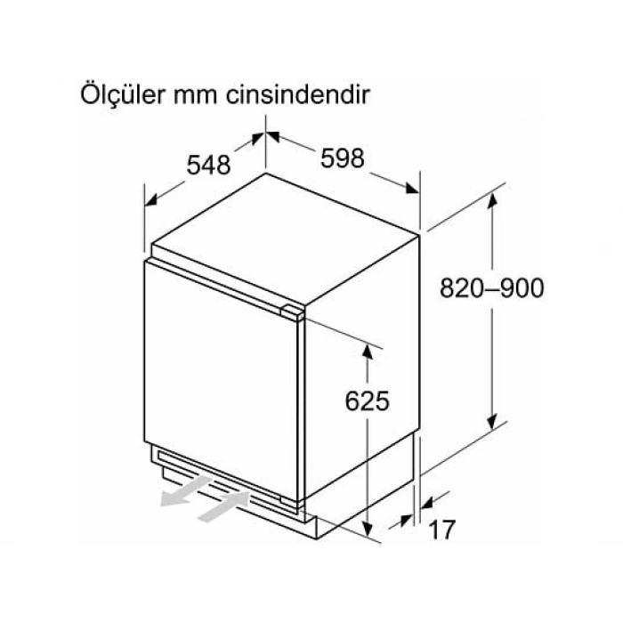 SIEMENS KU21RADE0 E Enerji Sınıfı 134 L Tek Kapılı Tezgah Altı Ankastre Soğutucu