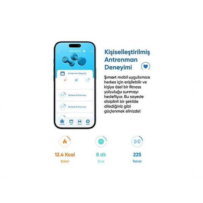 ŞIMART 2x1 KG Uygulama Destekli, Sesli Yönlendirmeli, LCD Ekranlı Akıllı Dambıl