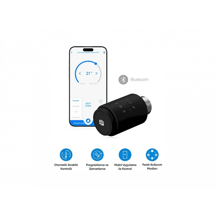ŞIMART Bluetooth Bağlantılı ve Isı Kontrolü Akıllı Termostatik Radyatör Vanası
