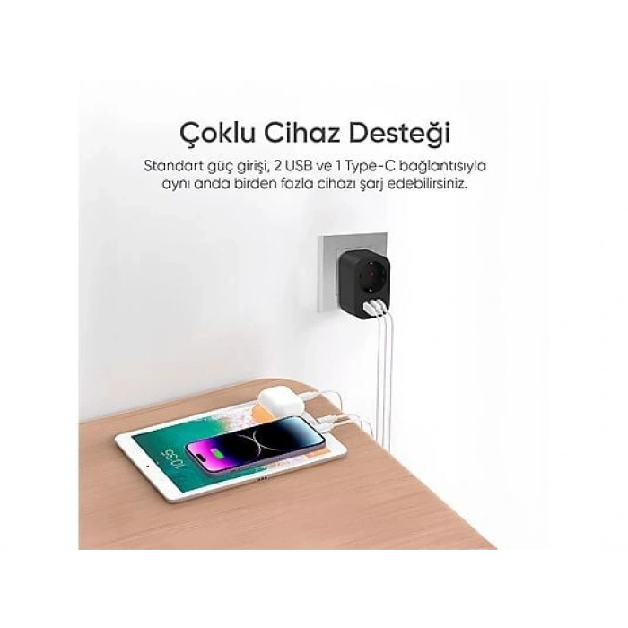 ŞIMART USB Type-C Akım Korumalı Uzaktan Kontrol Wi-Fi Akıllı Priz
