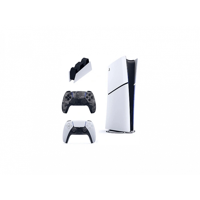SONY 2. Kamuflaj Dualsense + Şarj İstasyonu+Playstation 5 Slim Digital (İthalatçı Garantili) Oyun Konsolu Beyaz