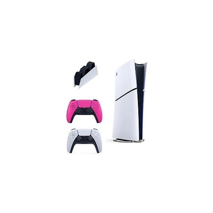 SONY 2. Pembe Dualsense + Şarj İstasyonu+Playstation 5 Slim Digital (İthalatçı Garantili) Oyun Konsolu Beyaz