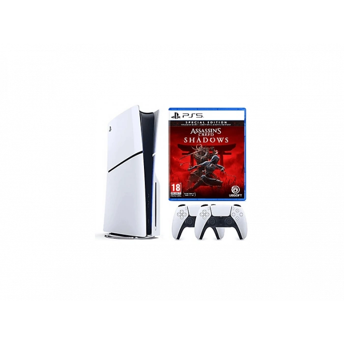 SONY 2.Kol Dualsense+Assasins Creed Shadows+Playstation 5 Slim Cdli (İthalatçı Garantili) Oyun Konsolu Beyaz