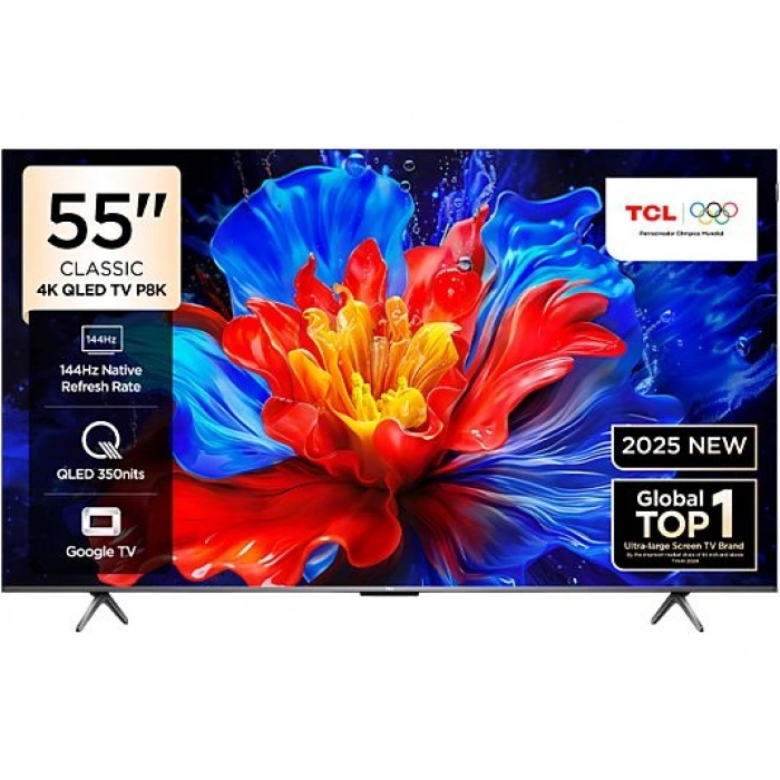 TCL 55P8K 55 inç 139 Ekran Uydu Alıcılı Smart 4K UHD QLED Google TV
