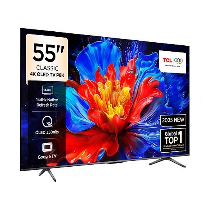 TCL 55P8K 55 inç 139 Ekran Uydu Alıcılı Smart 4K UHD QLED Google TV